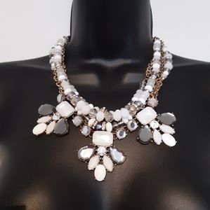 INC. Spectacular Gray & White Multi-Strand Statement Necklace